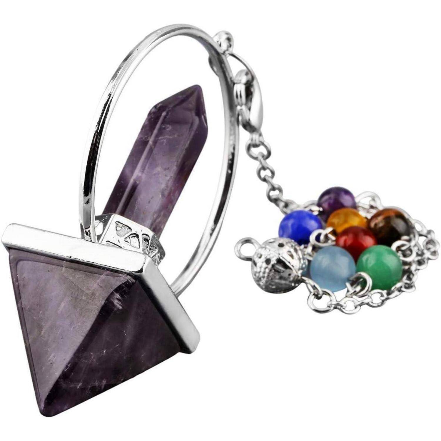 Pendel Amethyst Kristall Pyramide 7 Chakren Reiki Heilung Violett