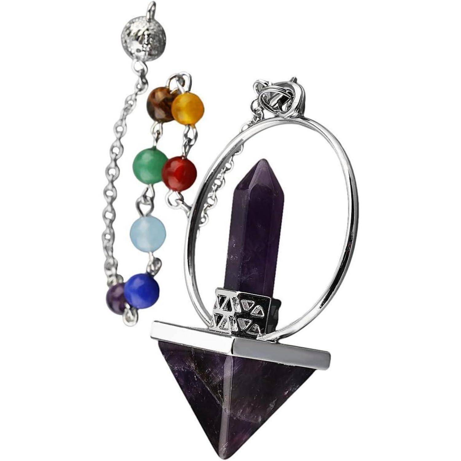 Pendel Amethyst Kristall Pyramide 7 Chakren Reiki Heilung Violett