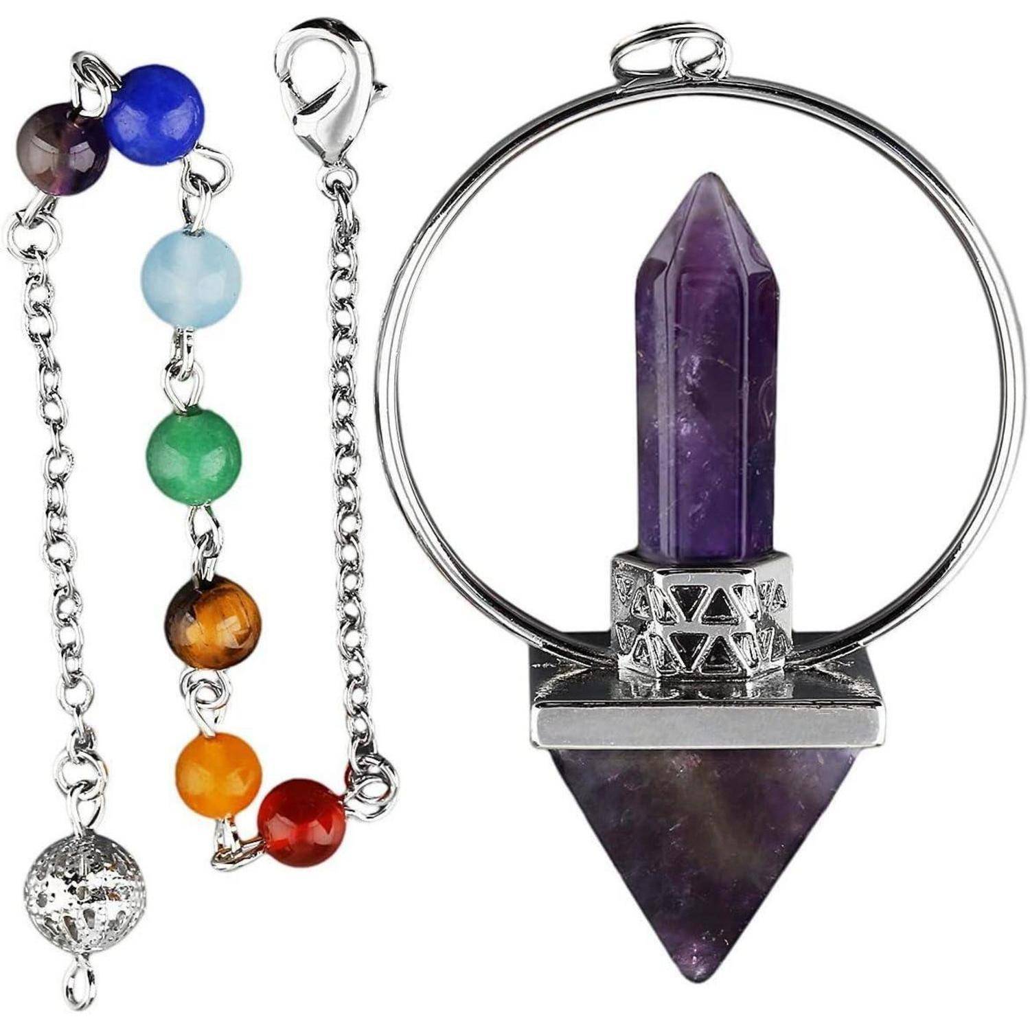 Pendel Amethyst Kristall Pyramide 7 Chakren Reiki Heilung Violett