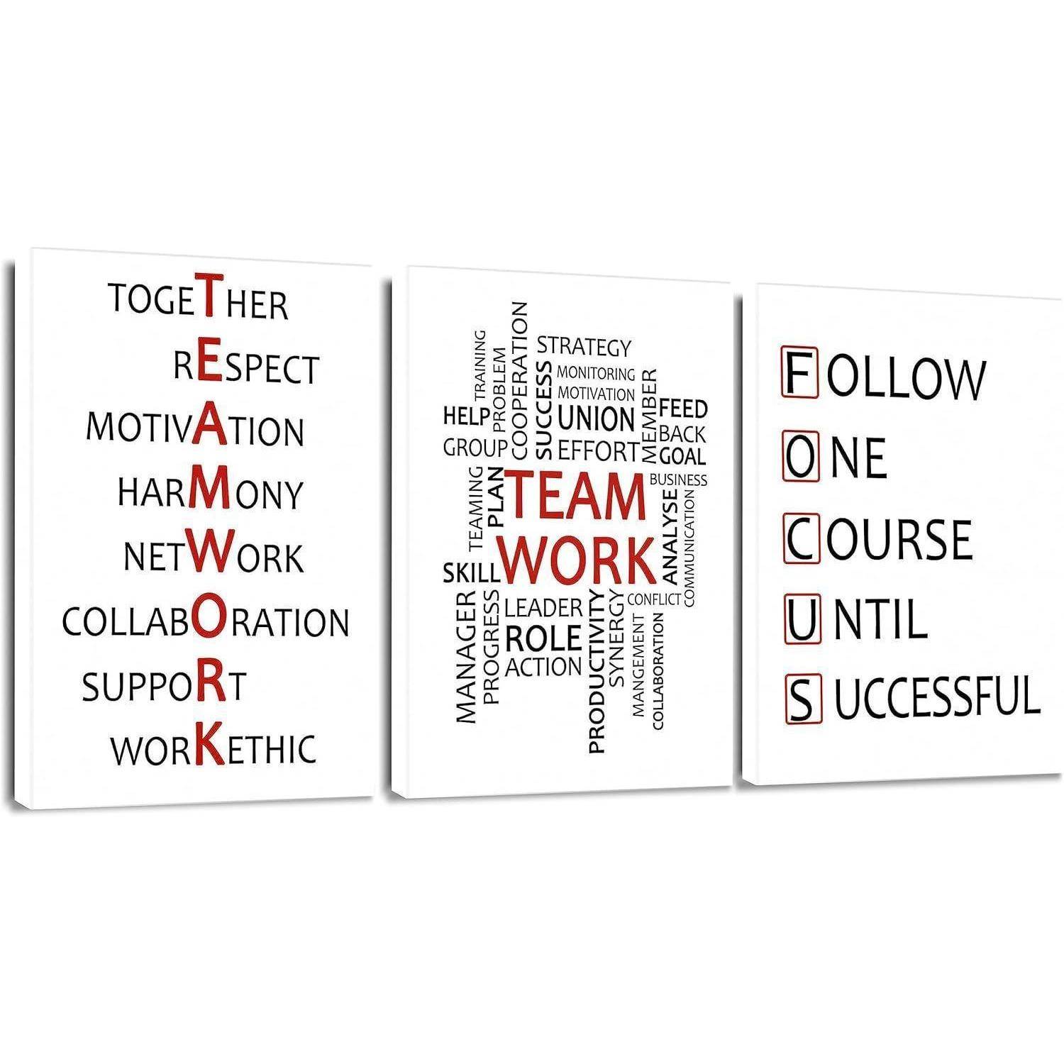 Leinwandbilder 3 Teilig Kunstdruck Team Work Teamarbeit 30x40cm