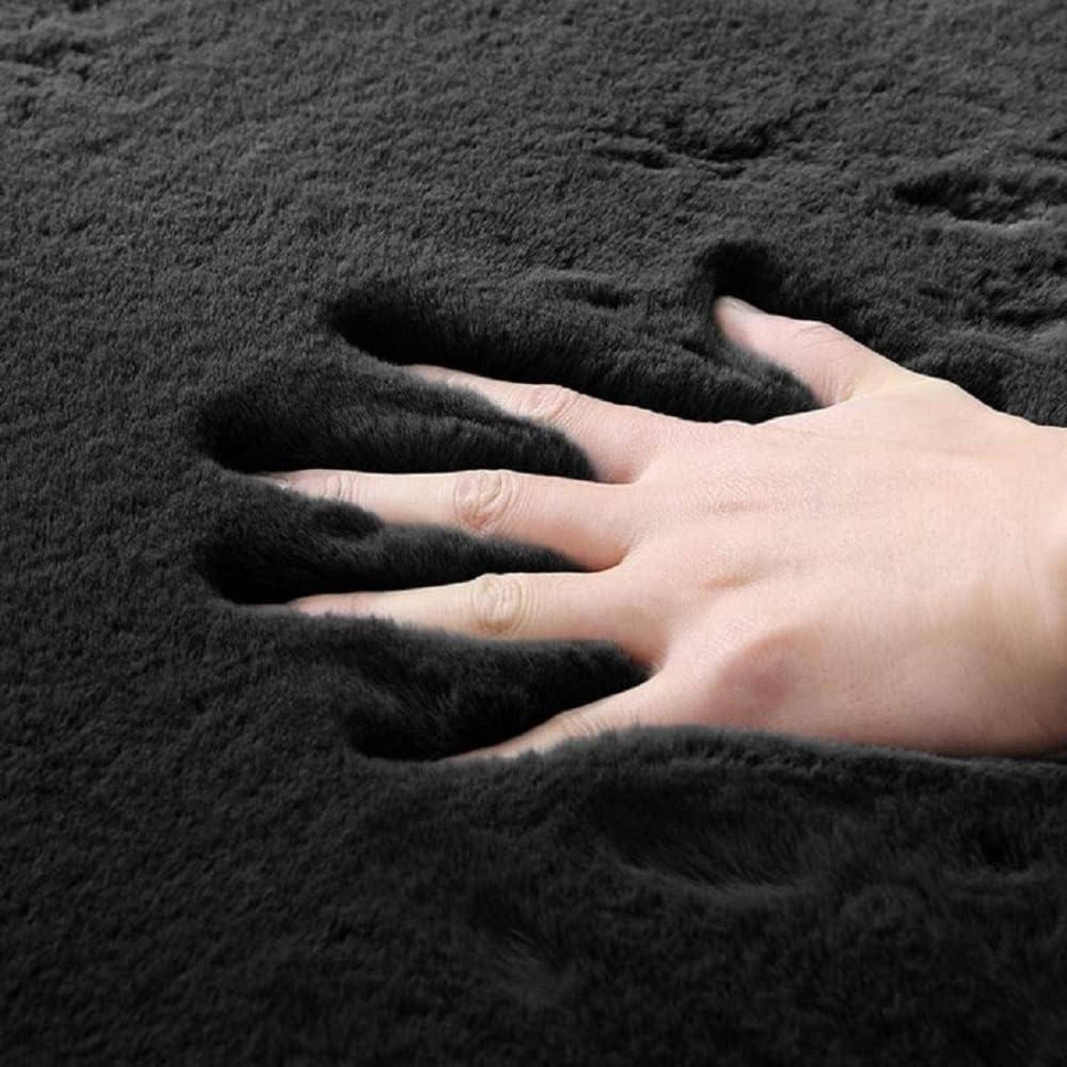 Teppich Läufer Kunstfell flauschig 60 x 180 cm (Rechteckig) Schwarz