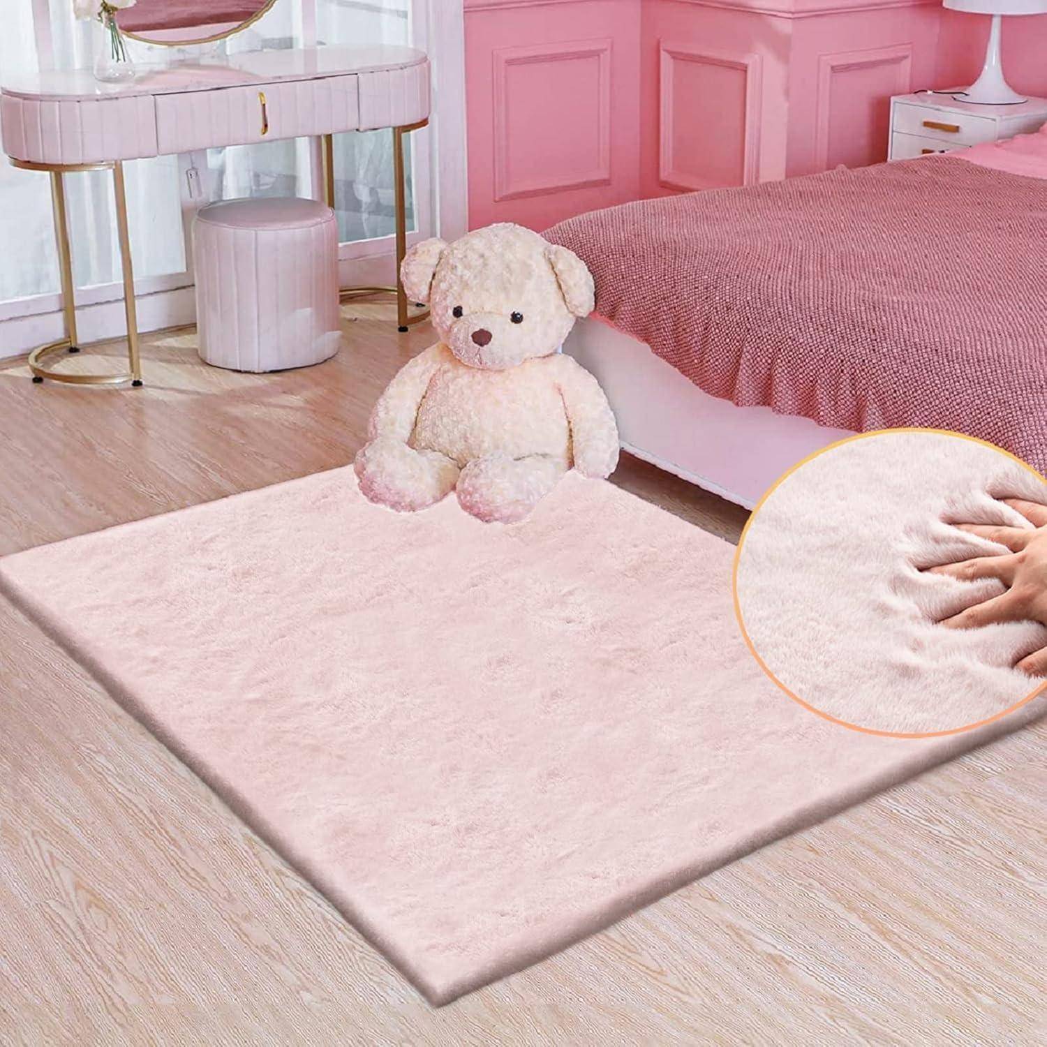 Teppich Fellteppich Kunstfell 90 x 150 cm (Rechteckig) Rosa Altrosa