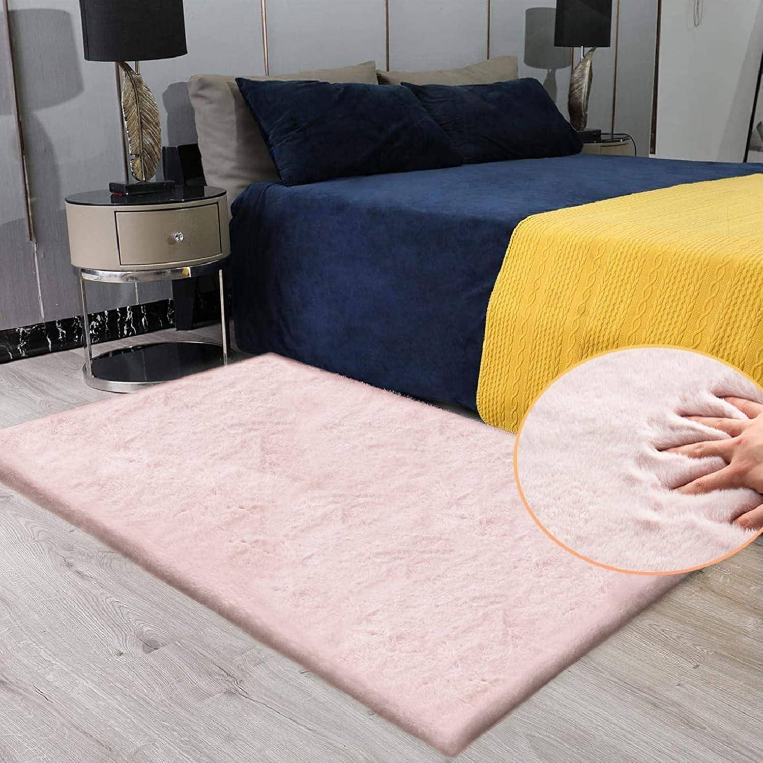 Teppich Fellteppich Kunstfell 90 x 150 cm (Rechteckig) Rosa Altrosa