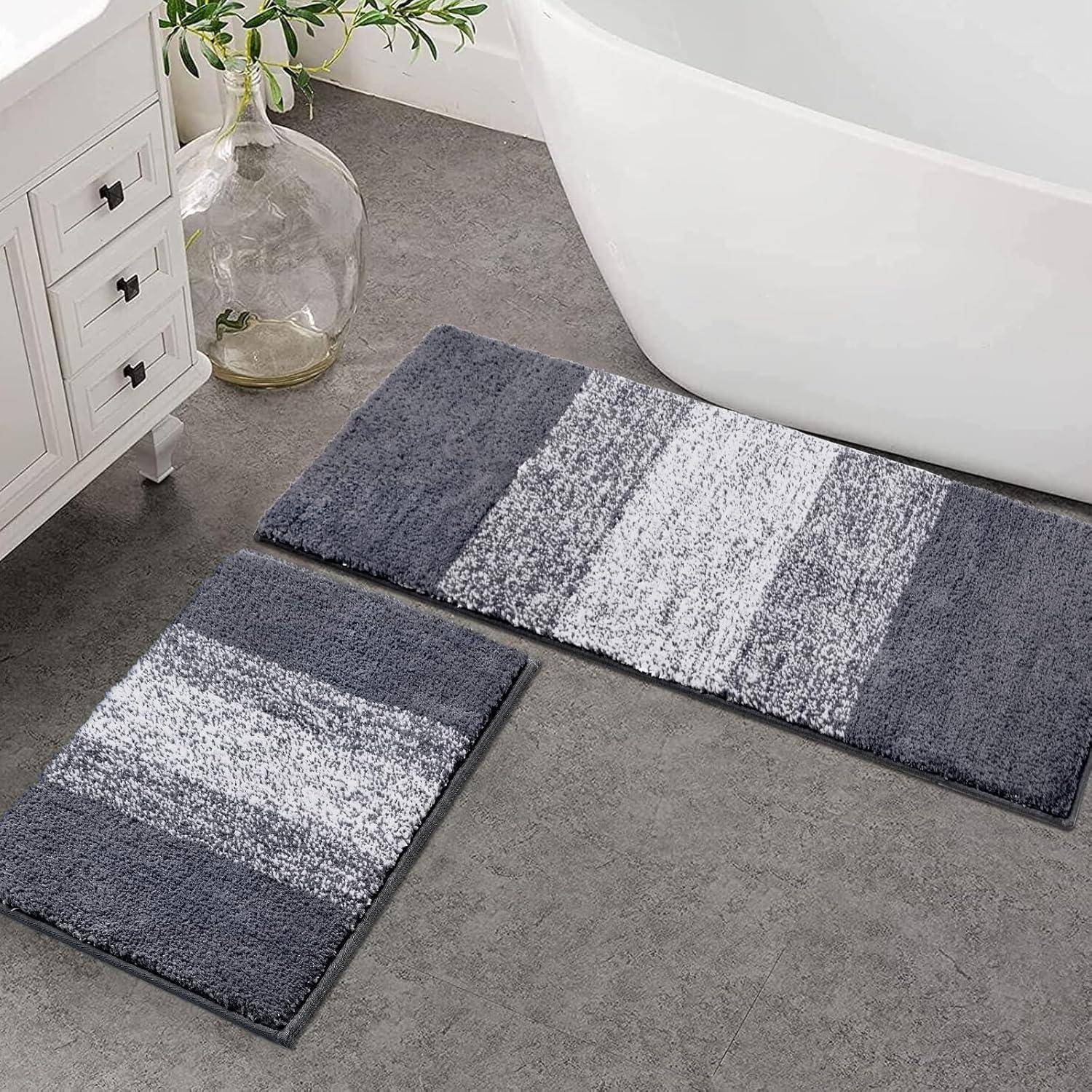 Badteppich Set 2teilig Mikrofaser Grau 45 x 65 + 45 x 120 cm