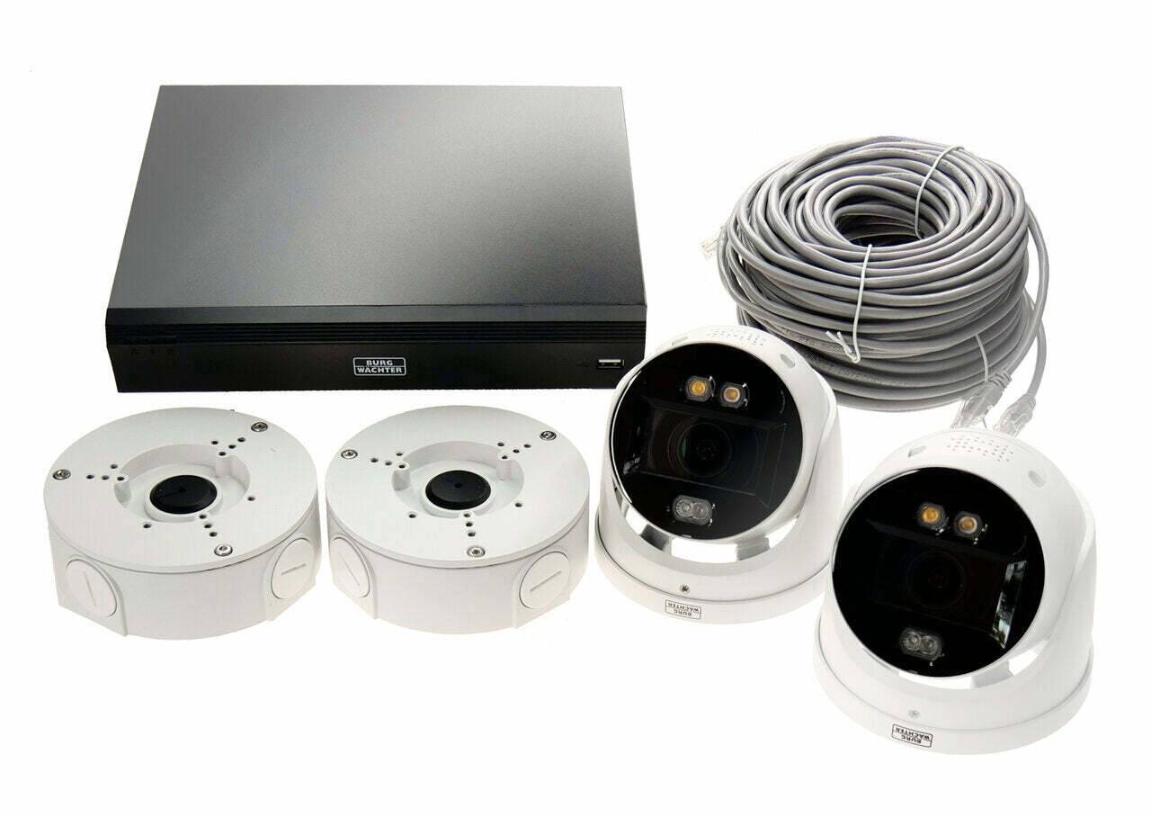 4K RoyalNight Set BURG GARD, Das Videoüberwachung- Netzwerktechnik Video Set besteht aus einem 8 Kanal Netzwerk-Rekorde