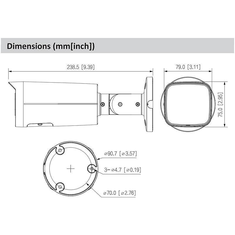 Dahua IPC-HFW3449TP-ZS-IL-B IP-Kamera 4MPx TN IR, 4 MegapixelBullet Kamera | Blickwinkel:104° - 29° (Objektiv-Brennweit