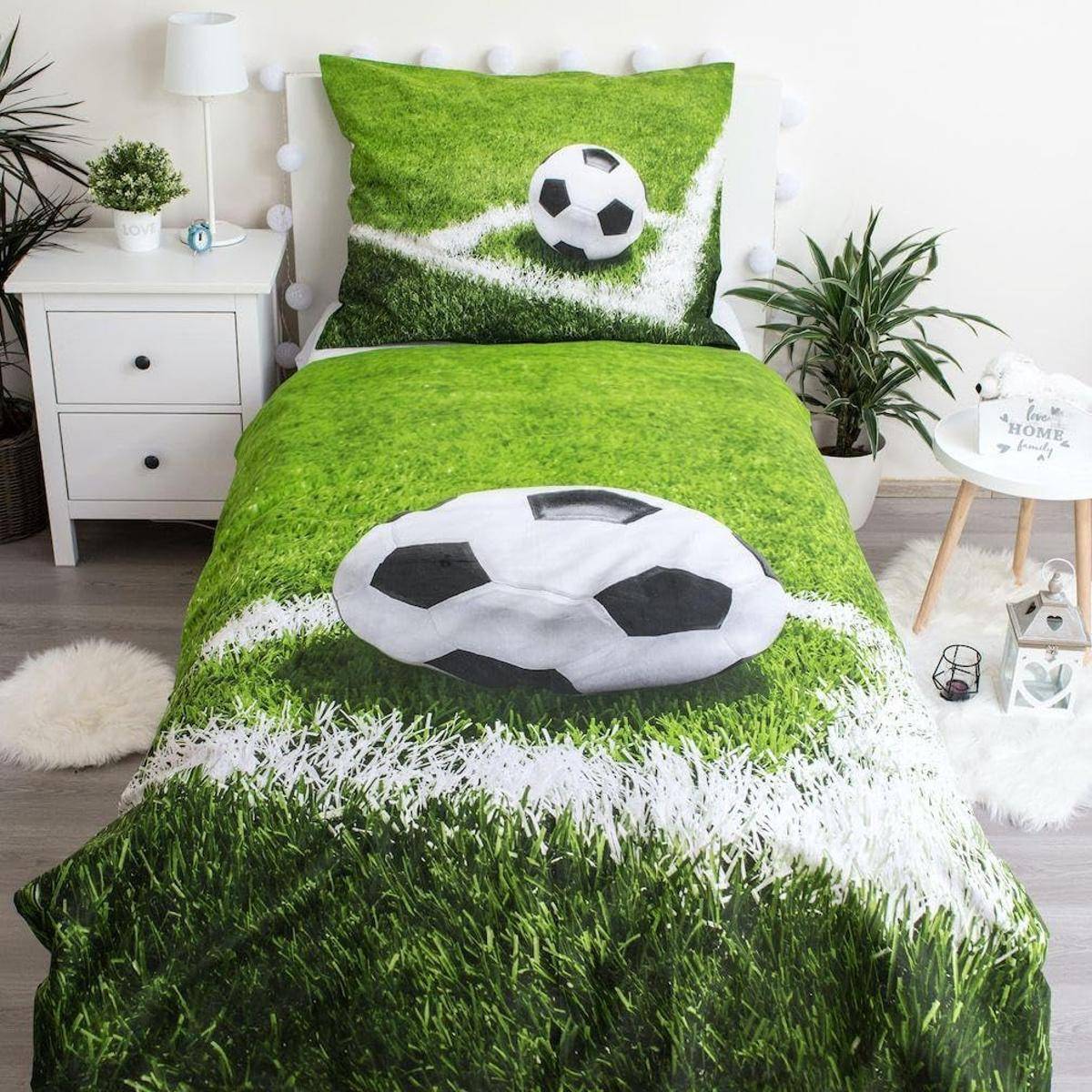 Jerry Fabrics Bettwäsche Fußball 140 x 200 + 70 x 90 cm 100% Baumwolle unisex
