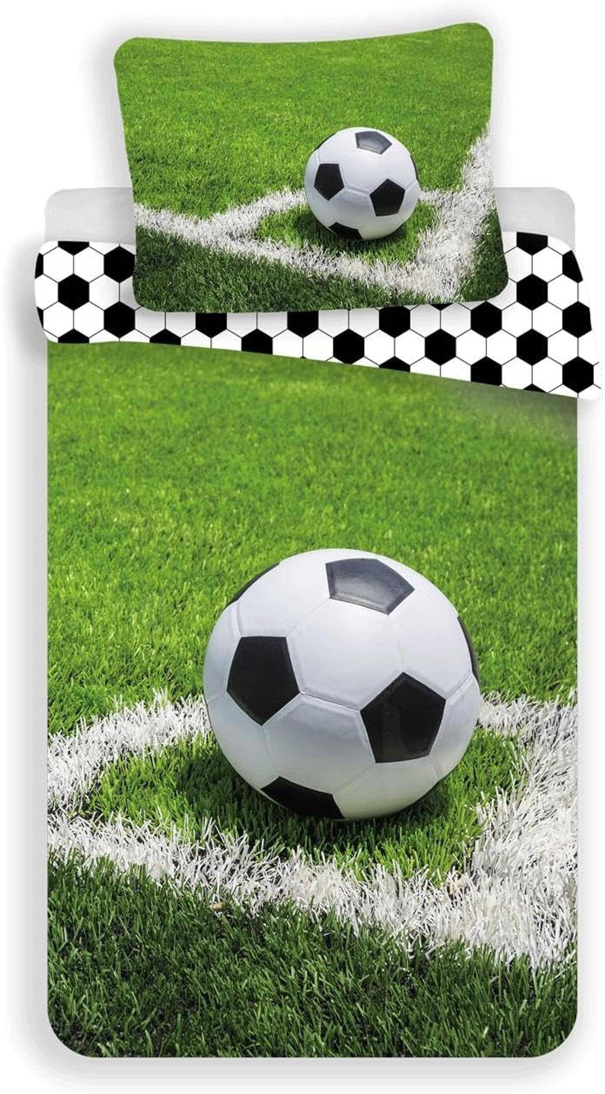 Jerry Fabrics Bettwäsche Fußball 140 x 200 + 70 x 90 cm 100% Baumwolle unisex