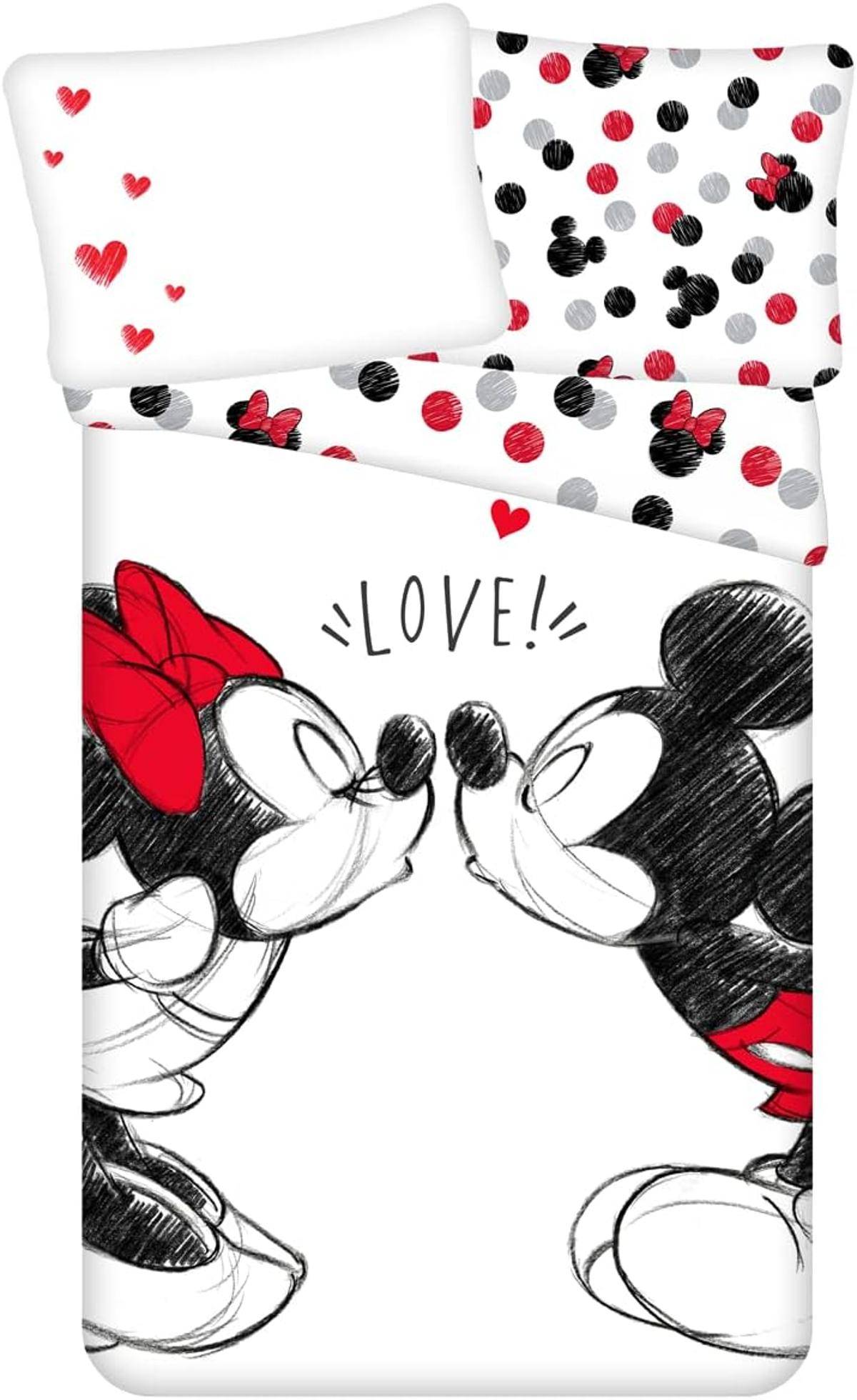 Disney Minnie Maus in Love Partner Bettwäsche Micky 140x200 + 70x90 cm