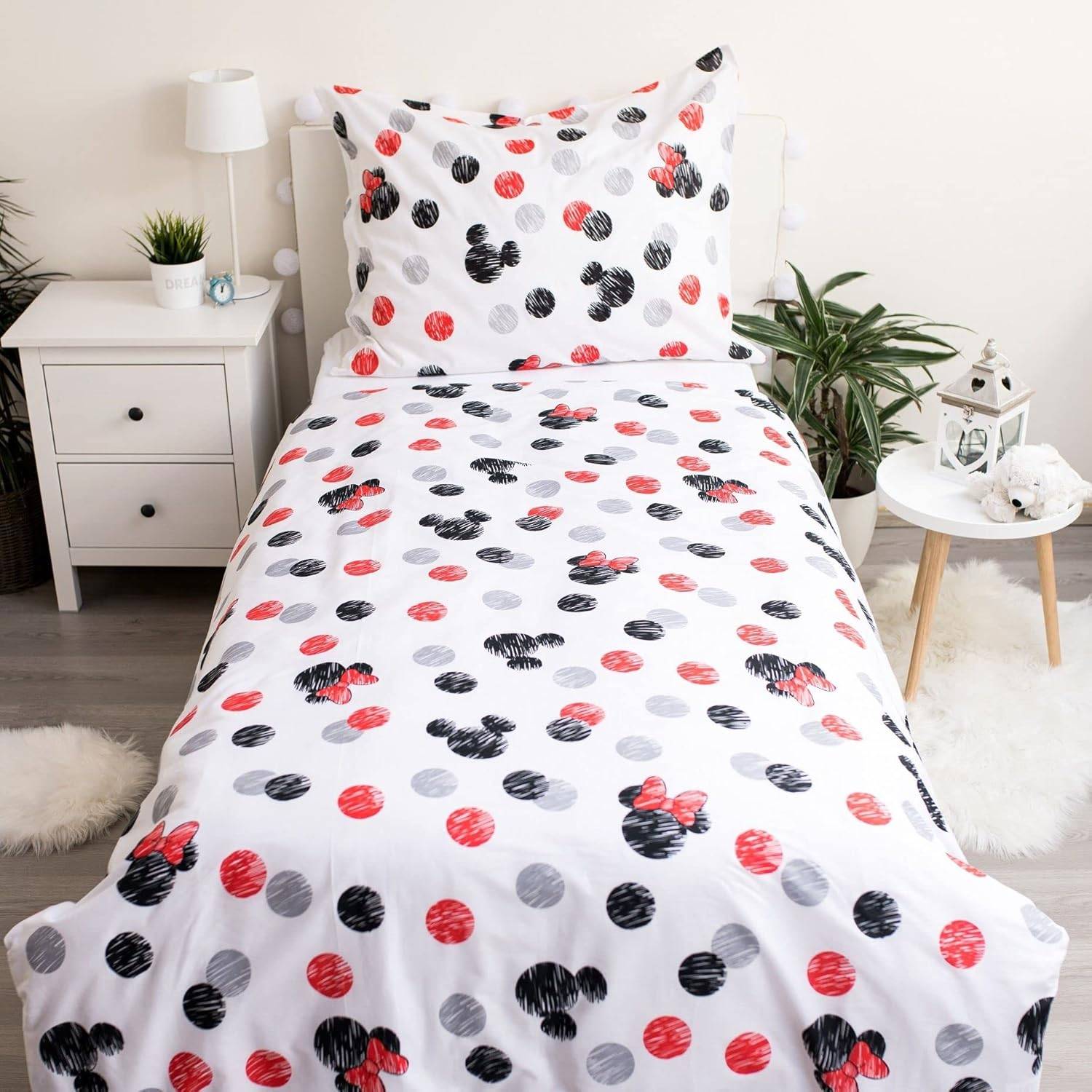 Disney Minnie Maus in Love Partner Bettwäsche Micky 140x200 + 70x90 cm