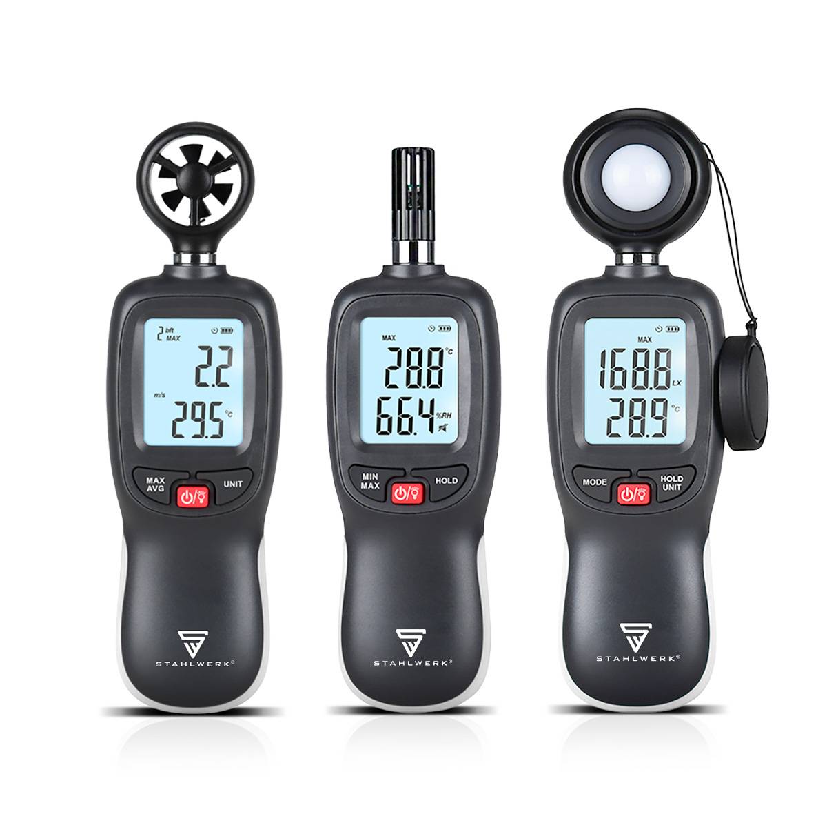 STAHLWERK 3-teiliges Geräte-Set für Luftklima, Licht und Temperatur