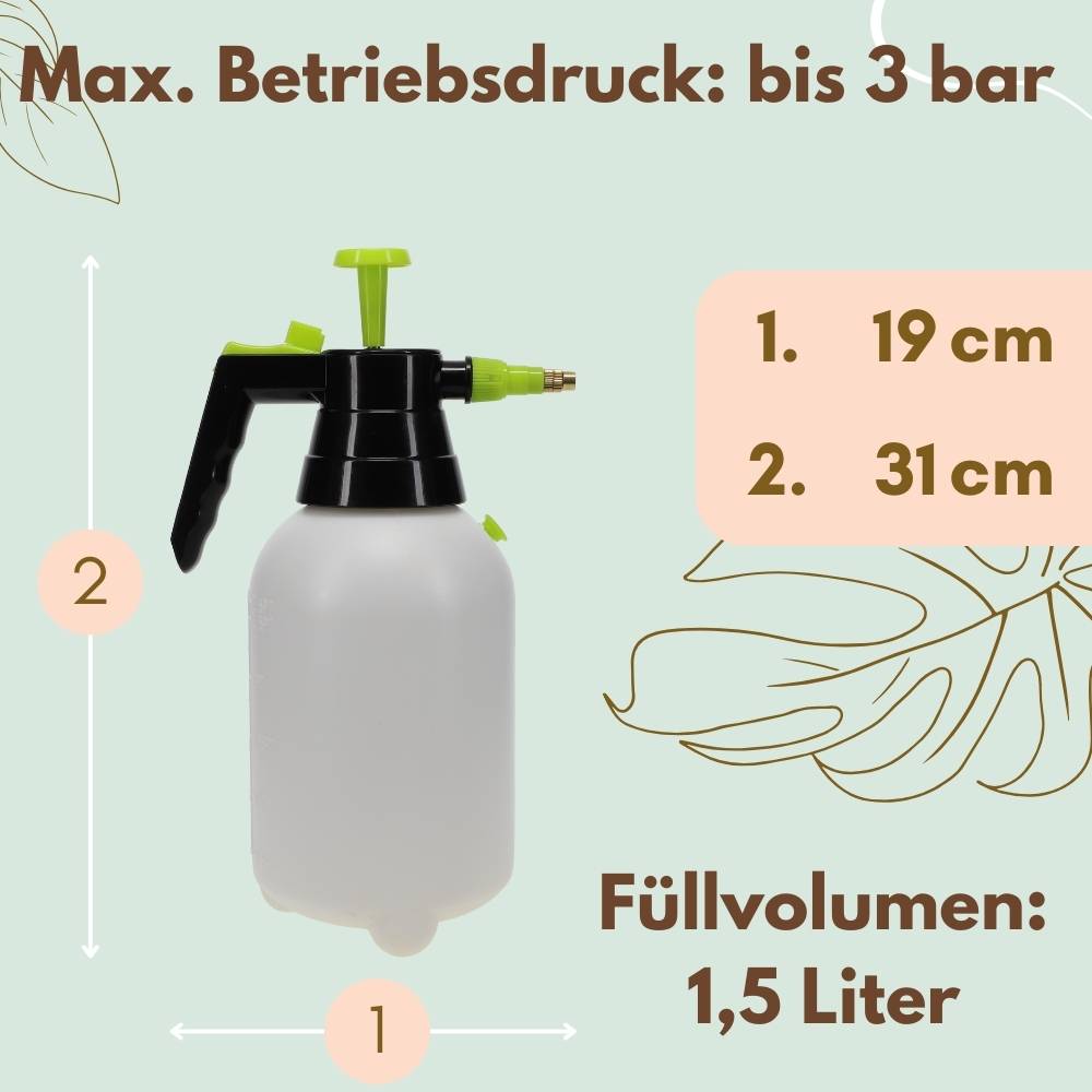 Drucksprüher 1,5 L Pumpsprühflasche Sprühflasche Pflanzen Drucksprühgerät Pumpflasche Pflanzensprüher Wassersprüher Sprühflasche Pumpsprüher