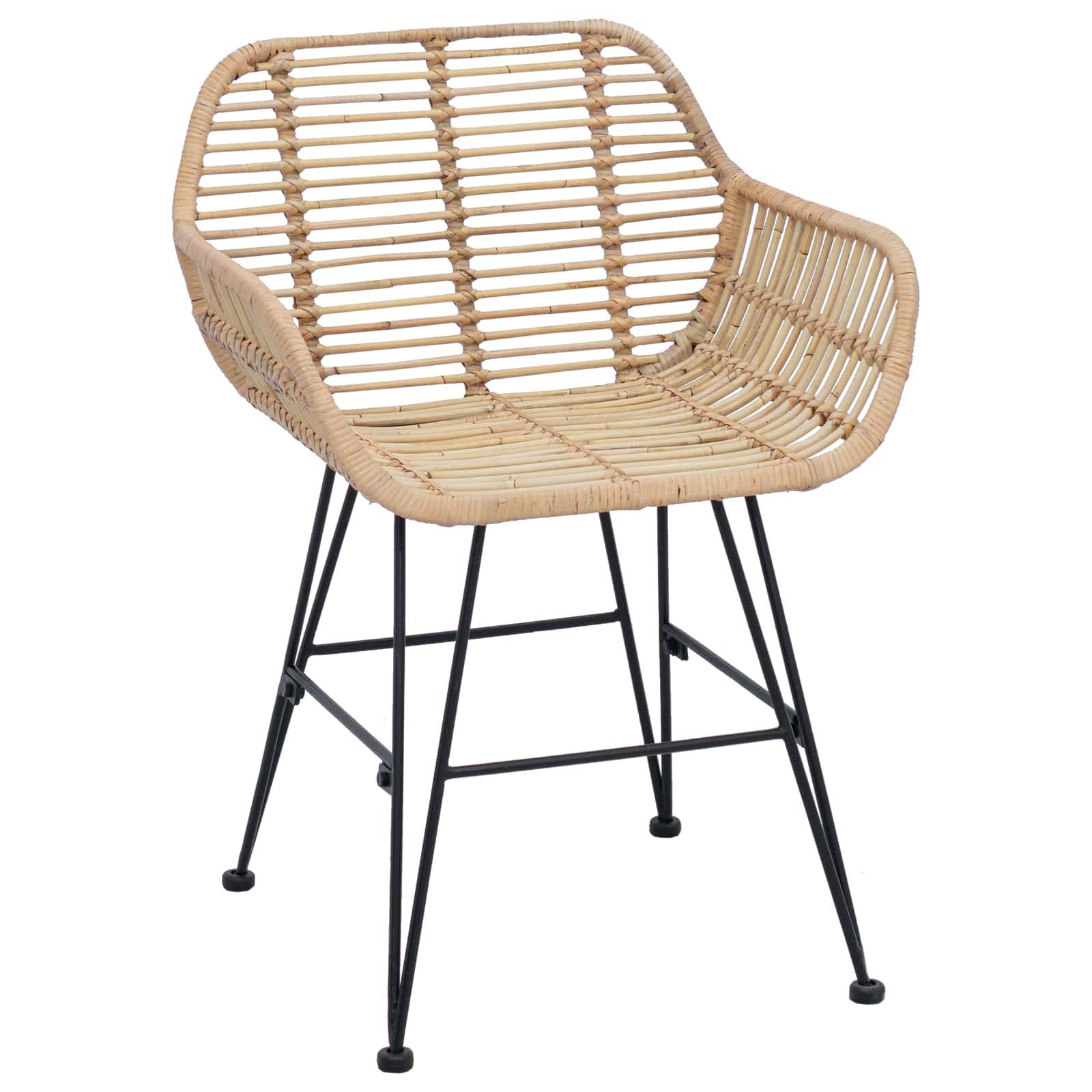 vidaXL Esszimmerstuhl 2 pcs Natur 55 x 50 x 74 cm Rattan und Eisen