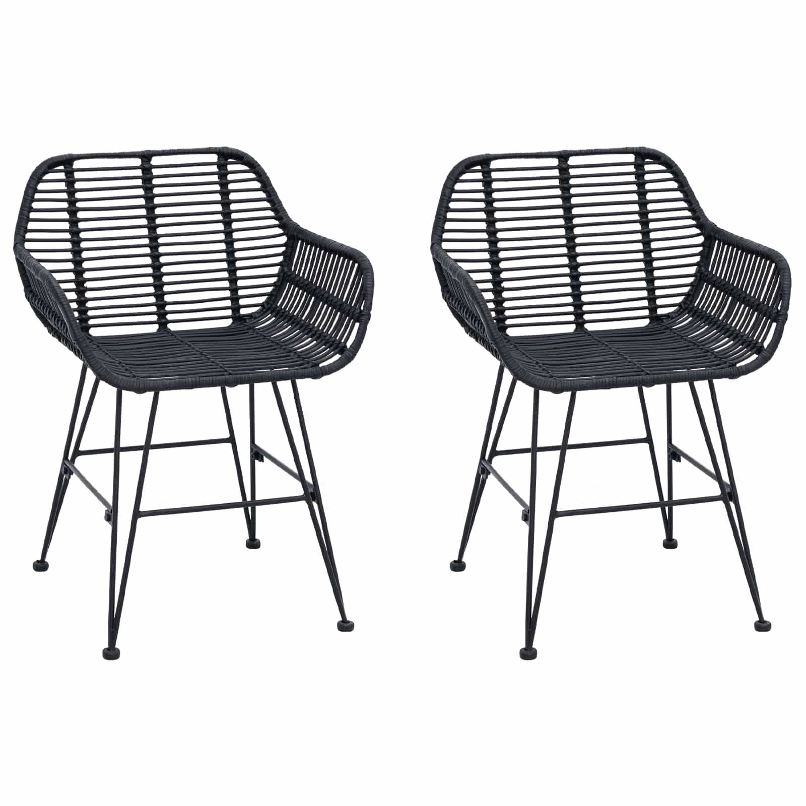 vidaXL Esszimmerstuhl 2 pcs Schwarz 55 x 50 x 74 cm Rattan und Eisen