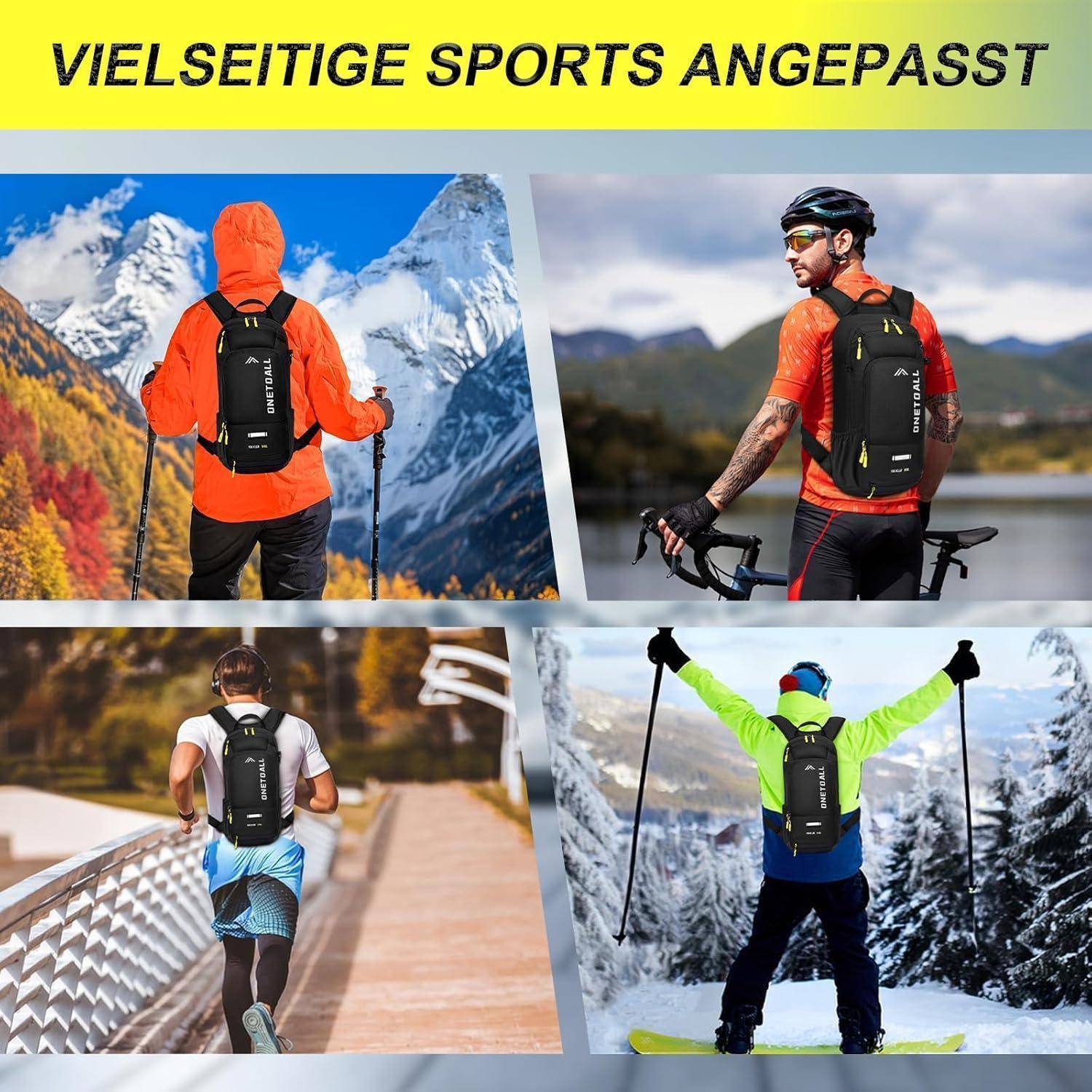 Fahrradrucksack 10L mit Helmnetz, Regenschutz, wasserdicht