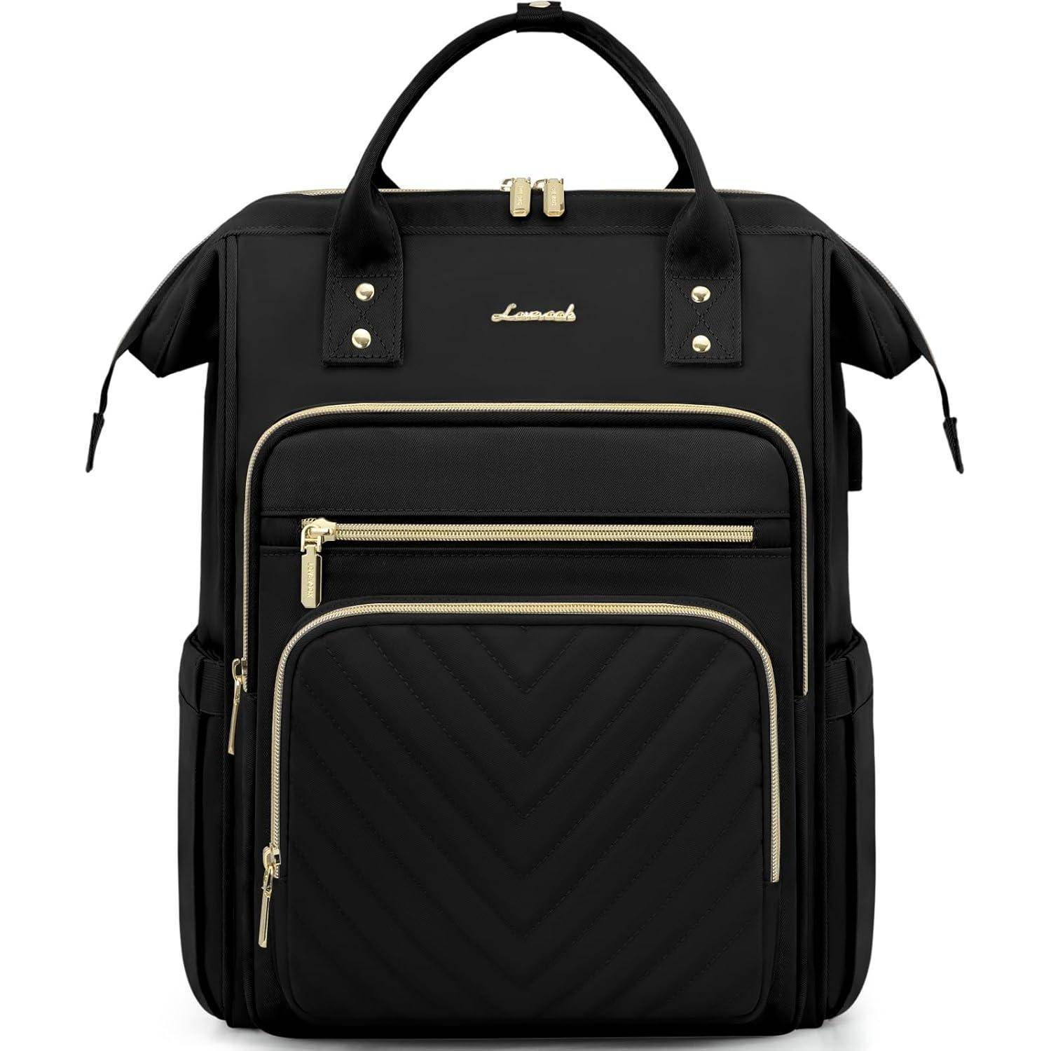 Damen Rucksack 15,6 Zoll Laptop Schulrucksack Schwarz