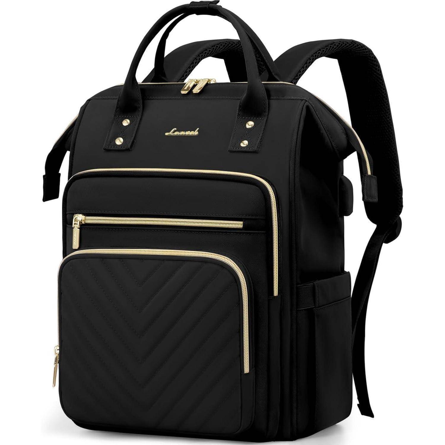 Damen Rucksack Schwarz 17,3 Zoll Laptop Schulrucksack Wasserdicht