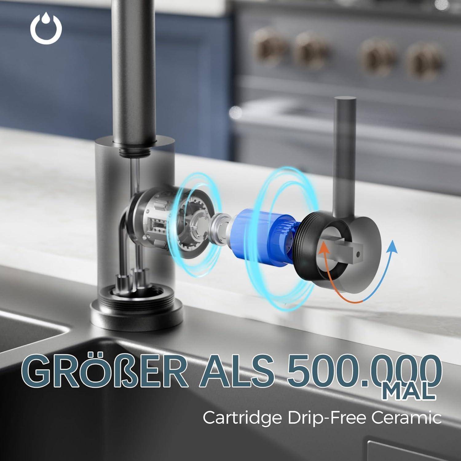 Wasserhahn Küche Schwarz 360° Drehbar Edelstahl Einhebelmischer