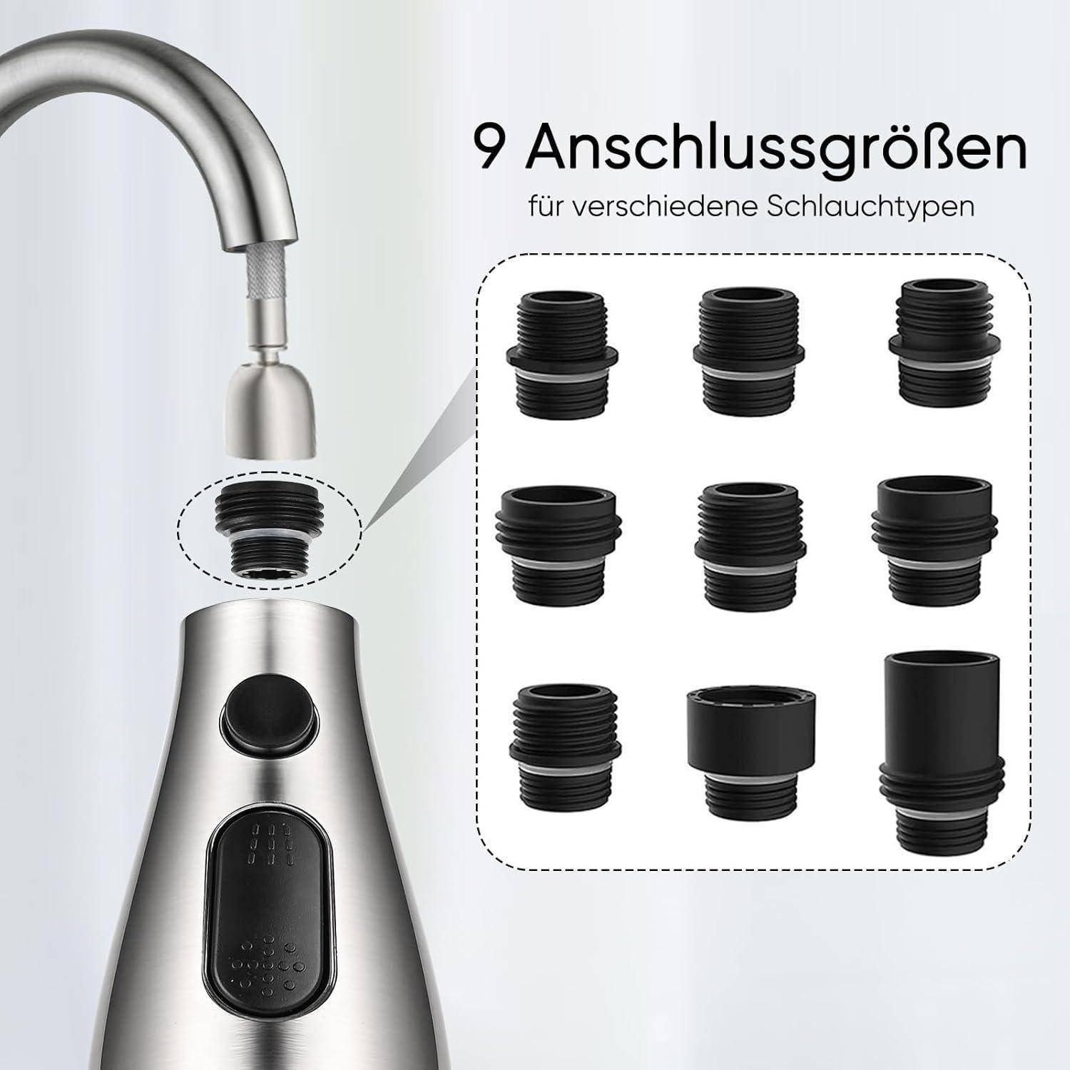 3 Modi Brausekopf Küchenarmatur Ersatz, Pull Out Geschirrbrause mit 9