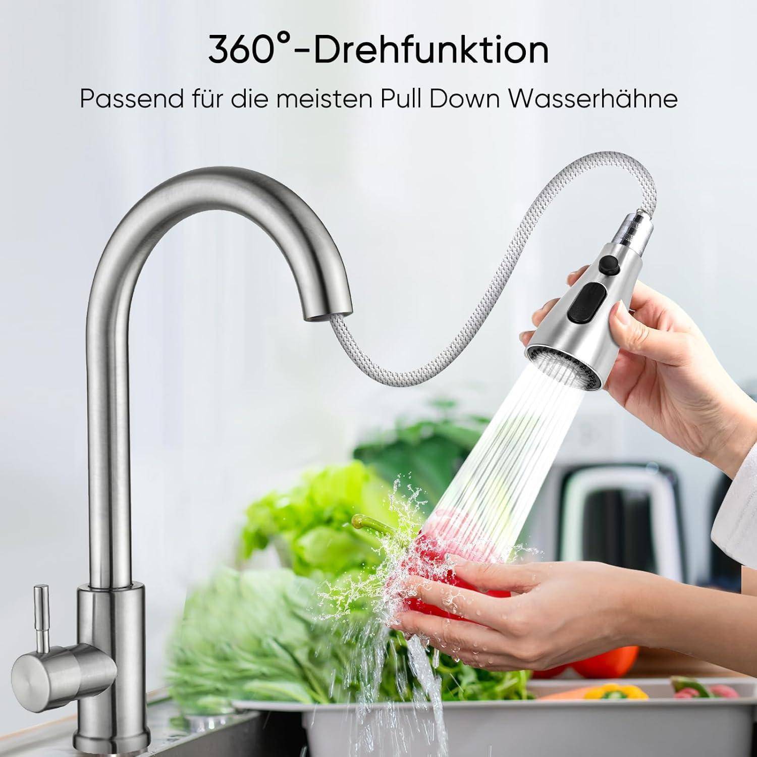 3 Modi Brausekopf Küchenarmatur Ersatz, Pull Out Geschirrbrause mit 9
