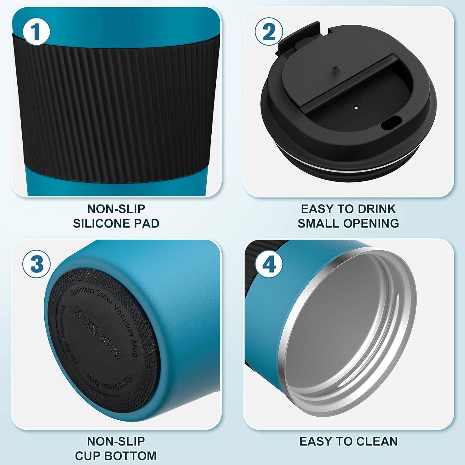 Thermal Coffee Mug to Go 380 ml Vacuum Double-Walled Travel Cup Blue