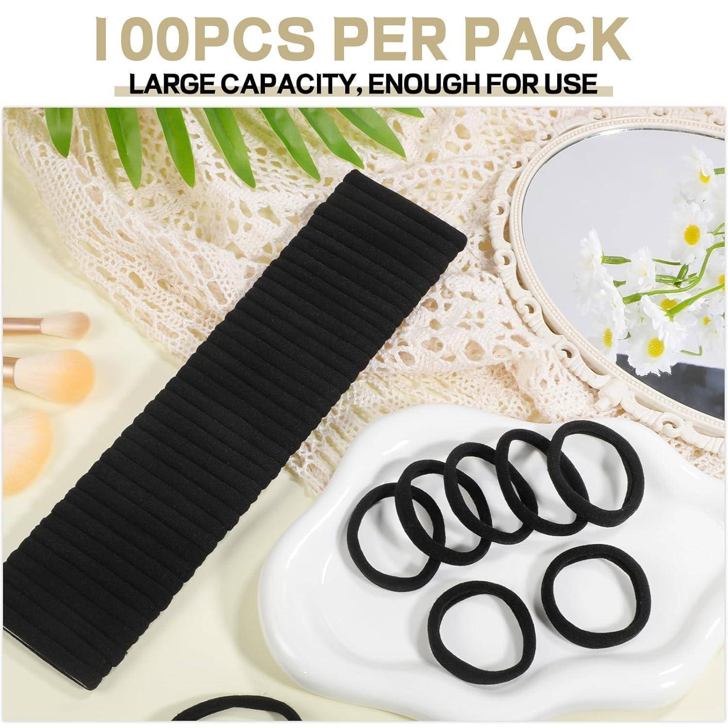 Schwarze Haargummis 100 Stück nahtlos Pferdeschwanz-Halter 3,8 cm