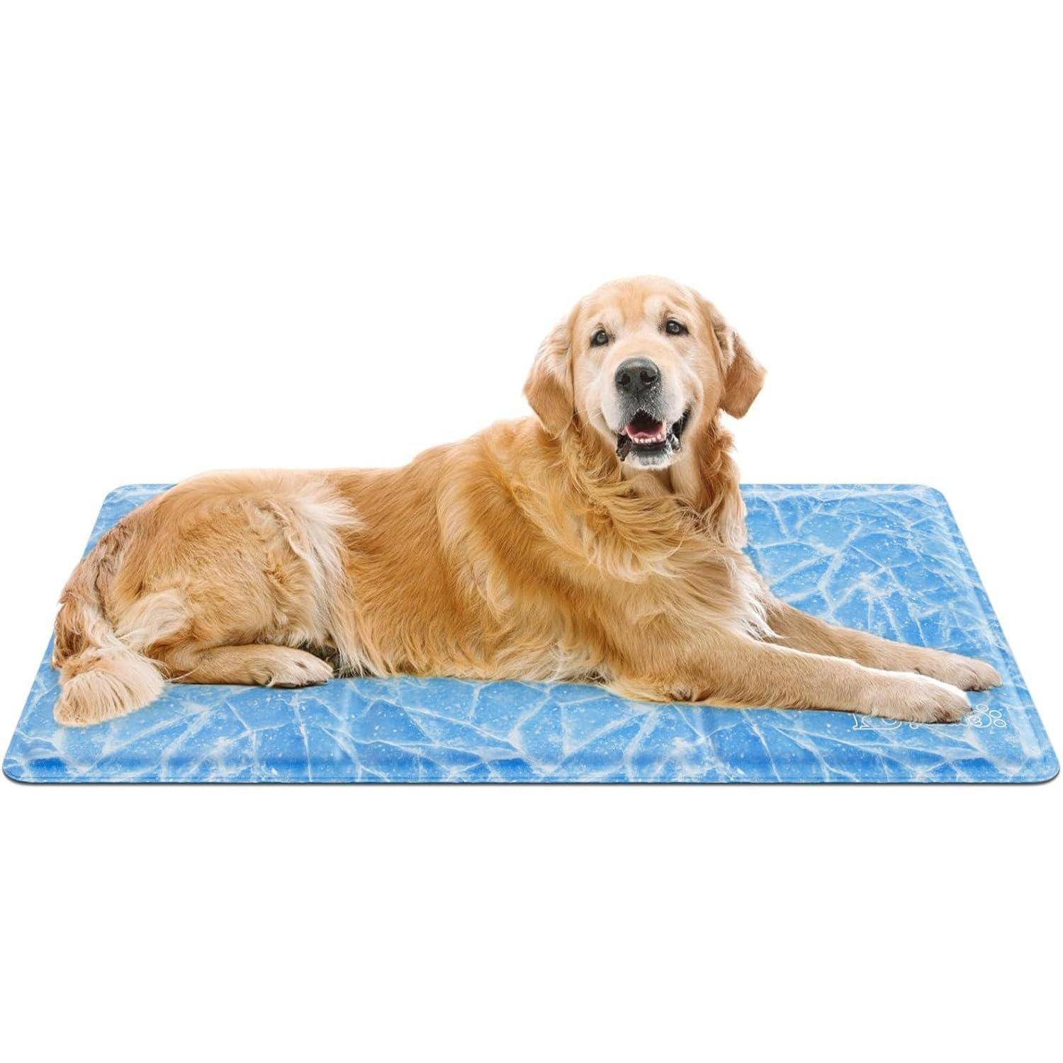 Kühlmatte Hunde Katzen Kaltgelpad L (90*50 cm) Hellblauer Druck