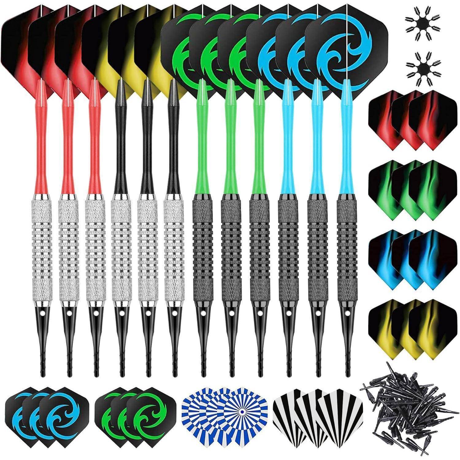 Softdartpfeile Set 16g mit PVC Schäften und Zubehör