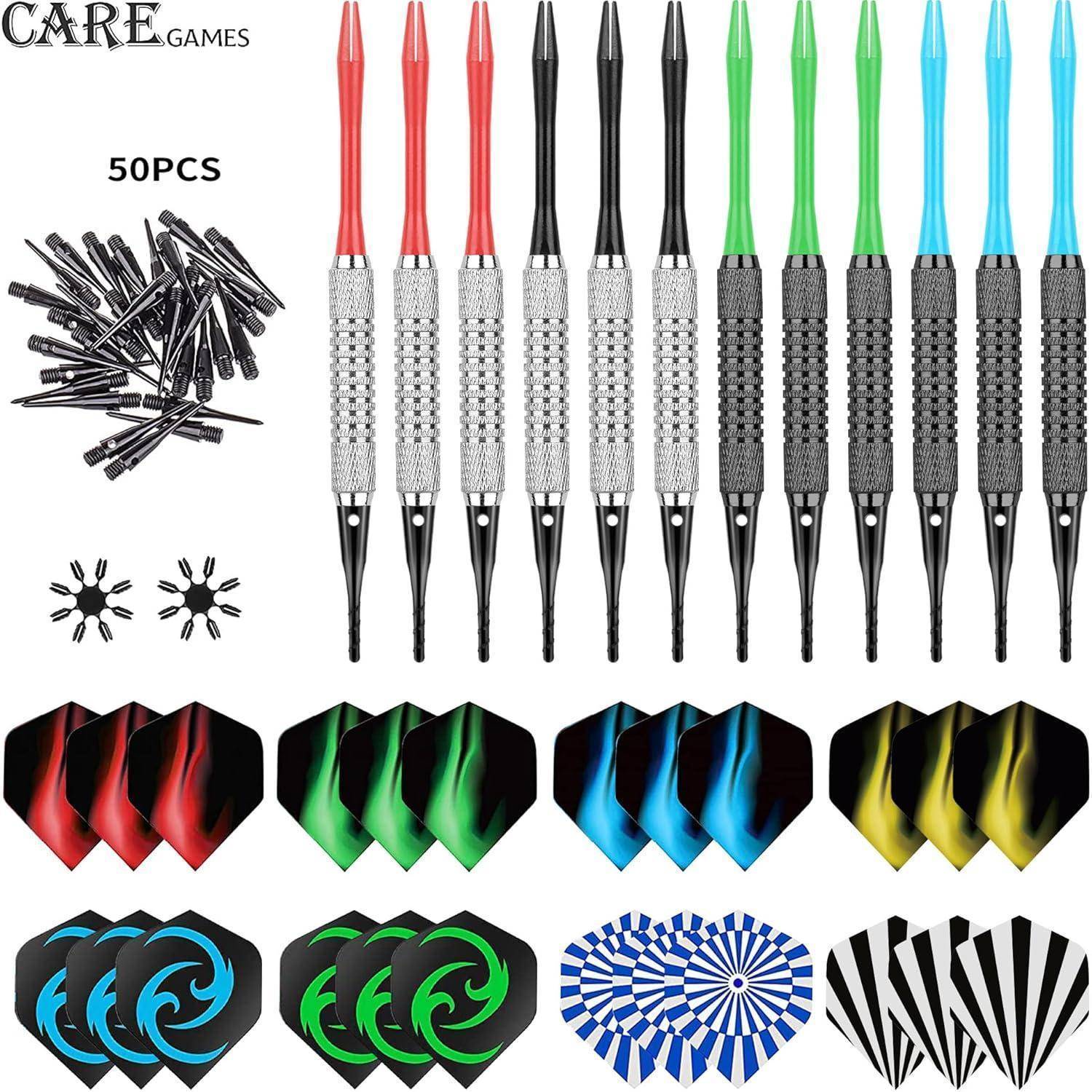 Softdartpfeile Set 16g mit PVC Schäften und Zubehör