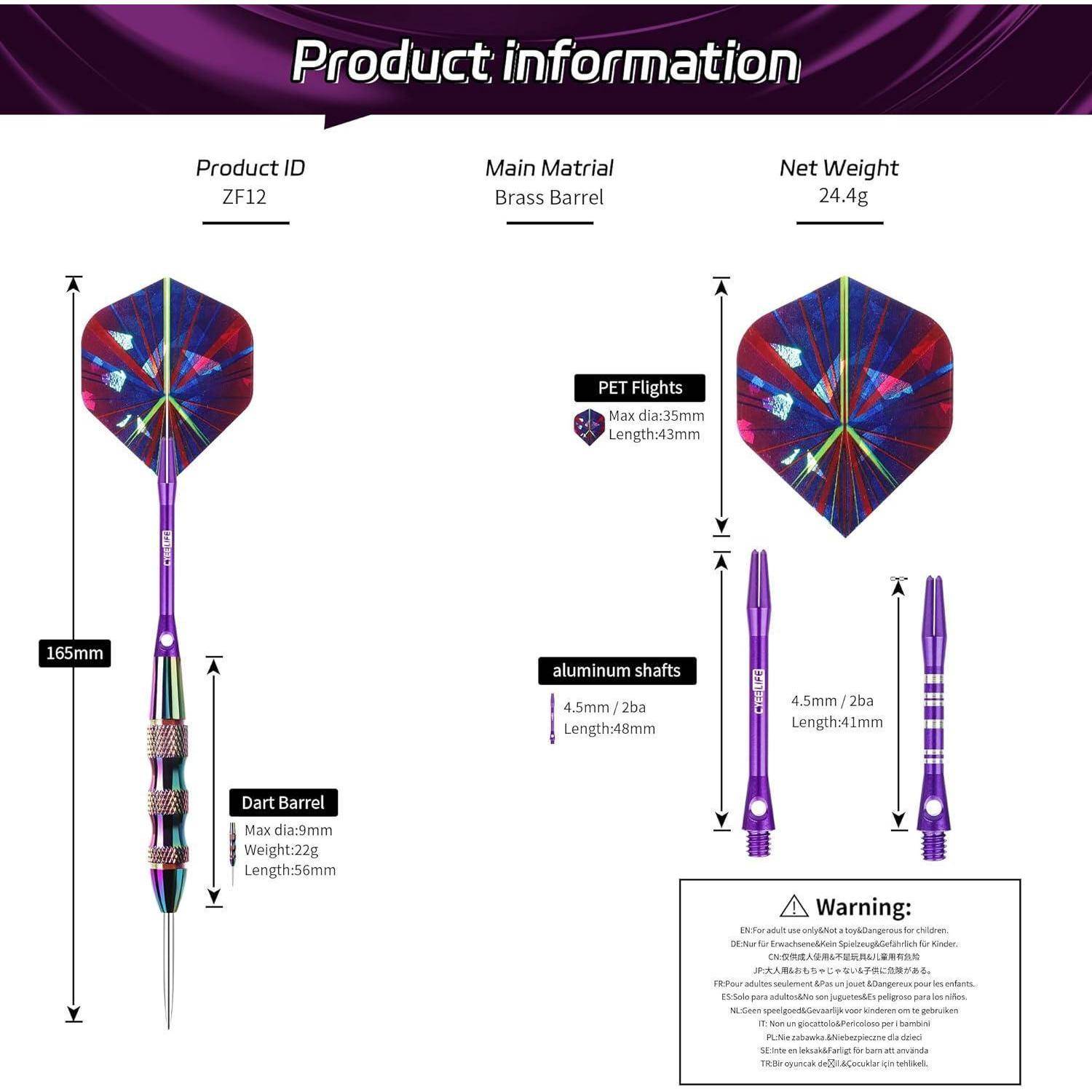 Dartpfeile Metallspitze 22g Profi Steeldarts Aluminium Schaft Flights