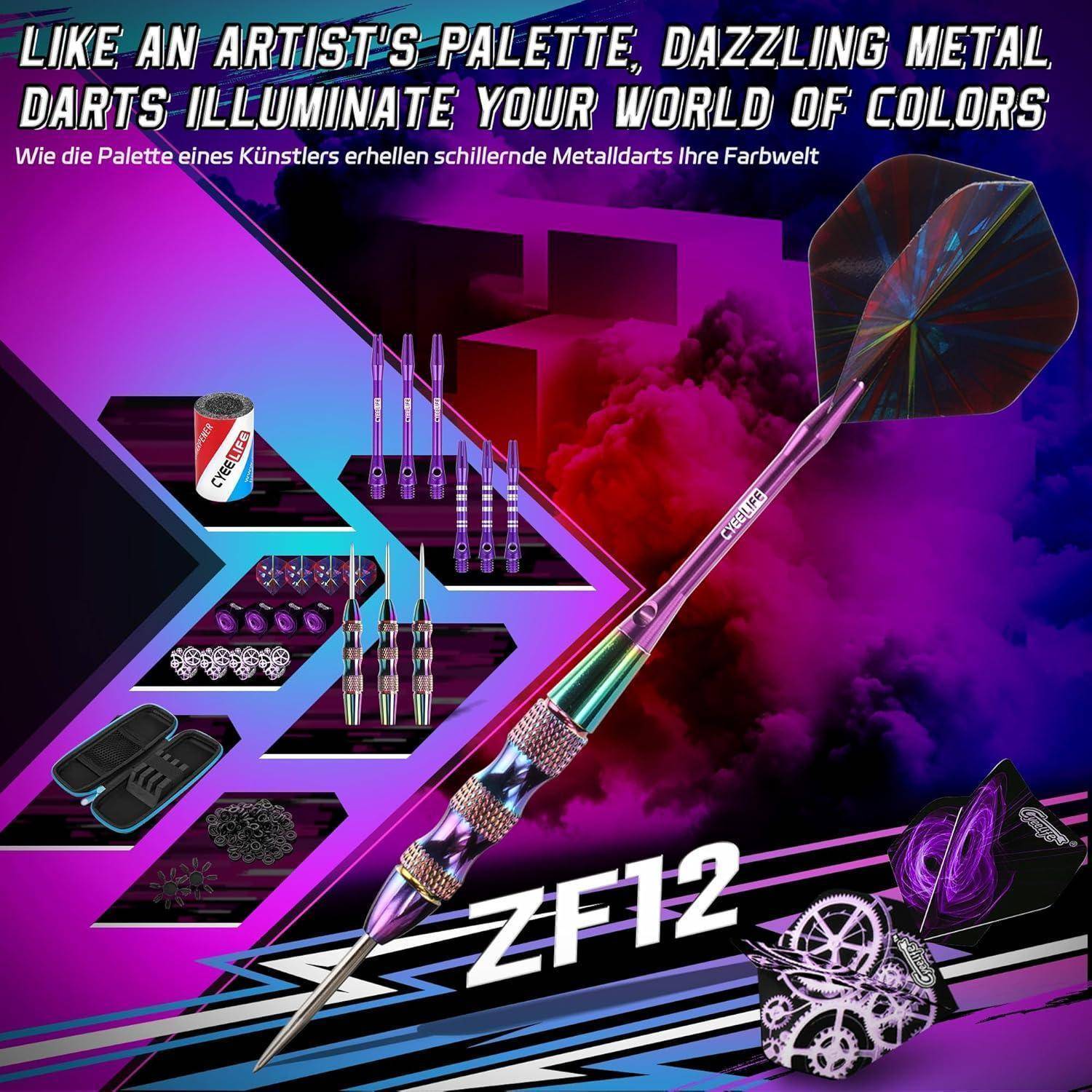 Dartpfeile Metallspitze 22g Profi Steeldarts Aluminium Schaft Flights