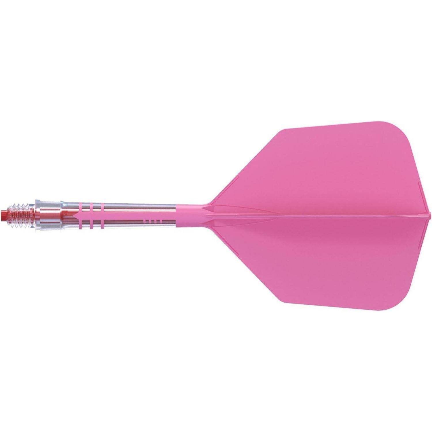 Ein einzelner rosa Pfeil mit einer metallischen Spitze und Flügelschaft, vor einem weißen Hintergrund.