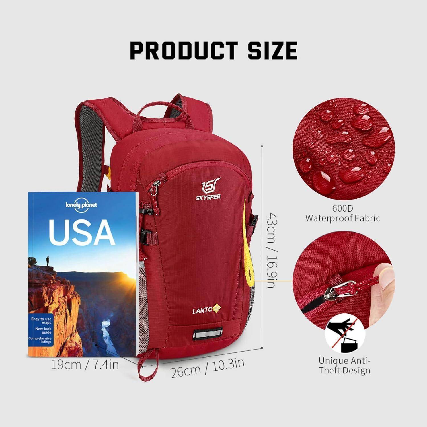 Wanderrucksack 20L Leicht atmungsaktiv 3D Air Mesh Polyester Outdoor