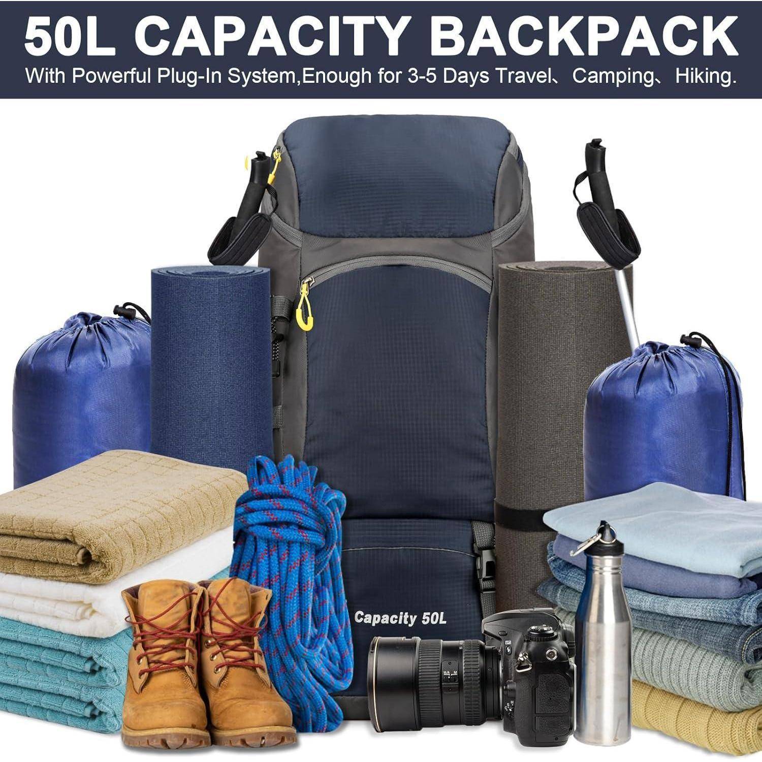 Wanderrucksack 50L Trekkingrucksack Regenhülle wasserdicht