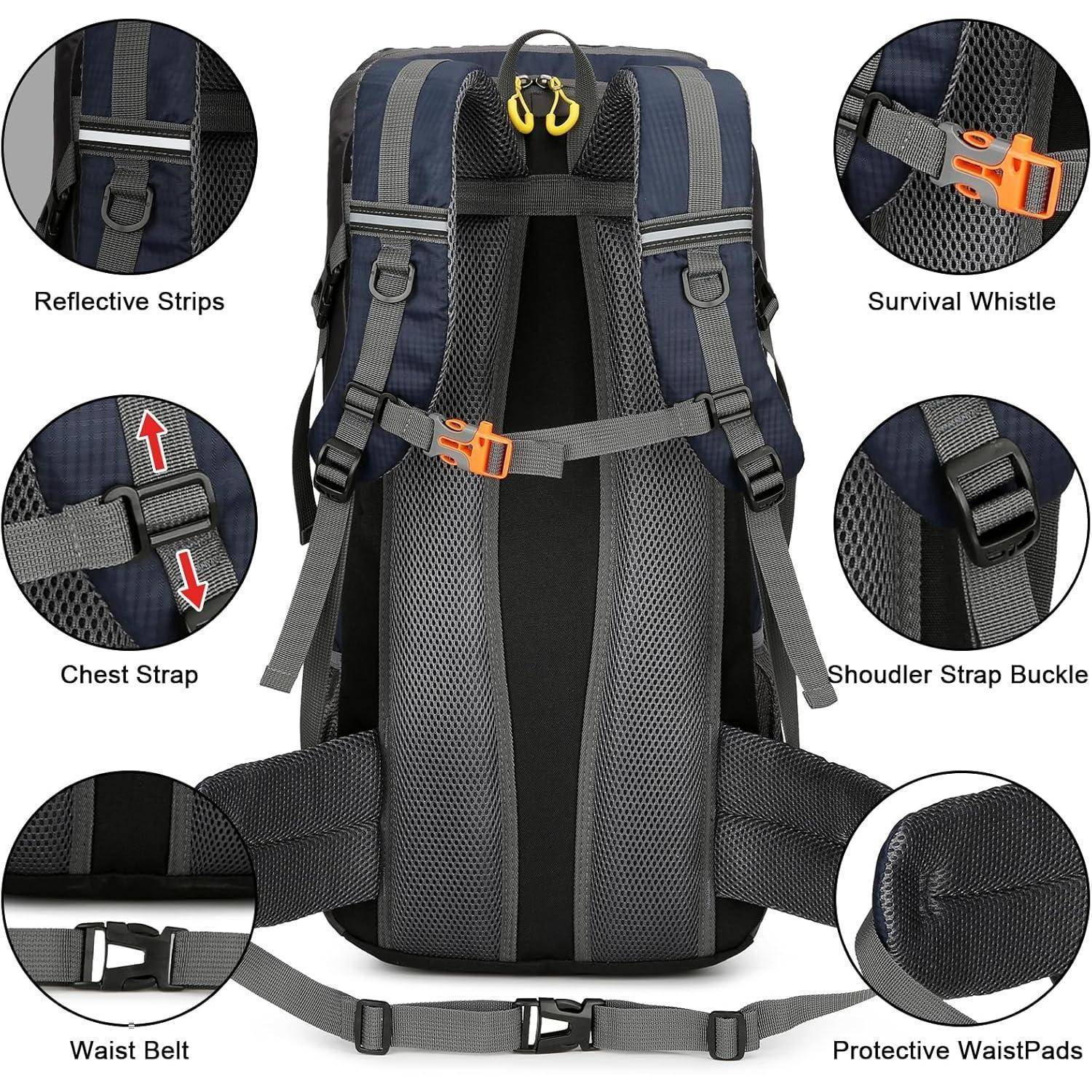 Wanderrucksack 50L Trekkingrucksack Regenhülle wasserdicht