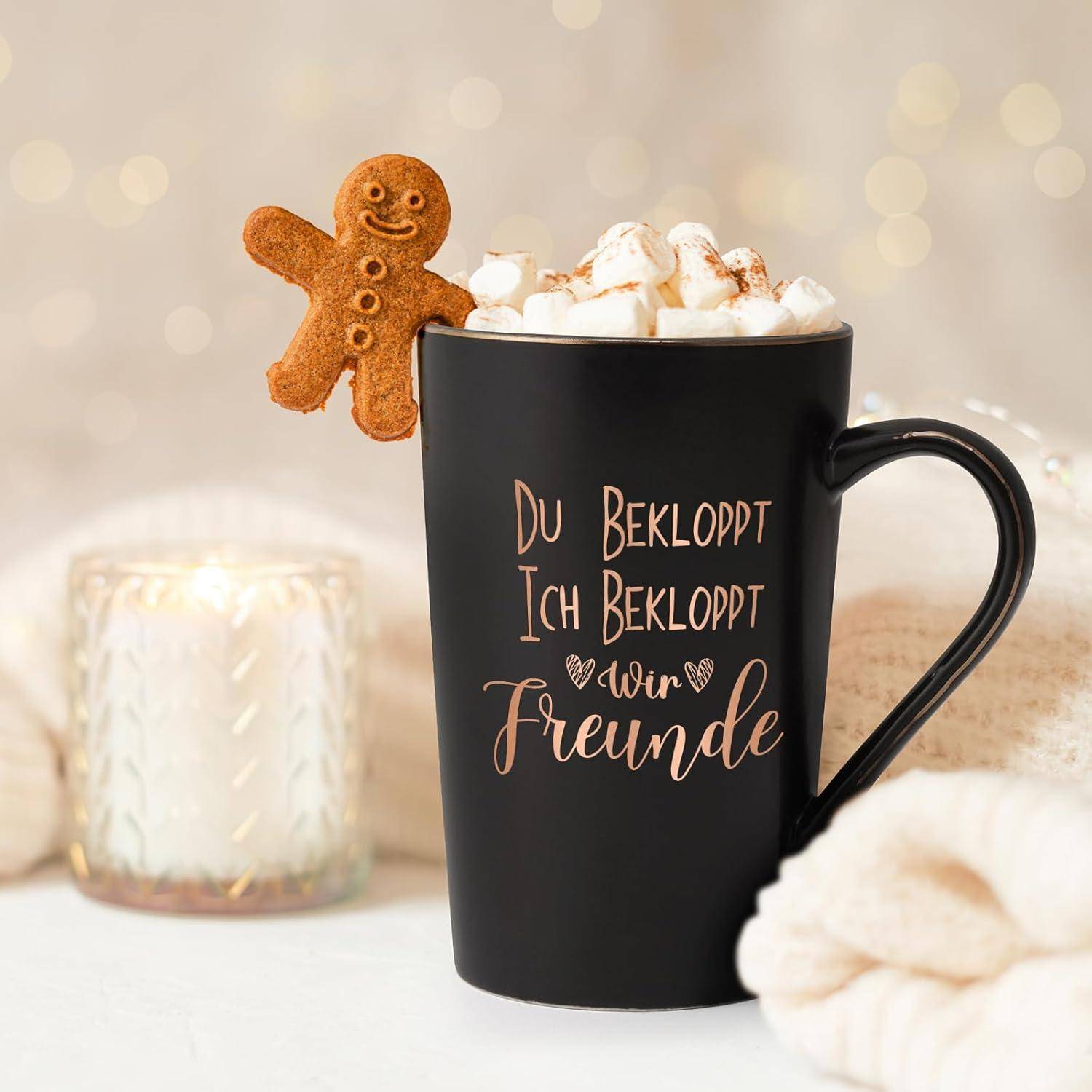 Große Marmor Kaffeetasse 400ml Geschenkbox mit Löffel und Untersetzer