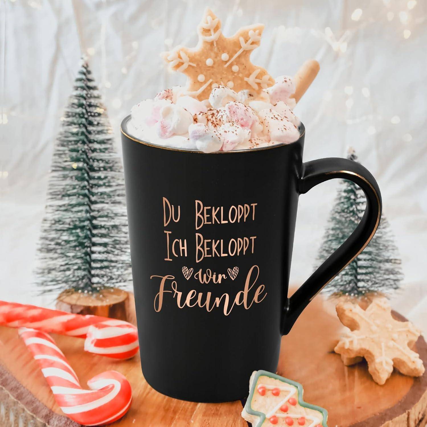 Große Marmor Kaffeetasse 400ml Geschenkbox mit Löffel und Untersetzer