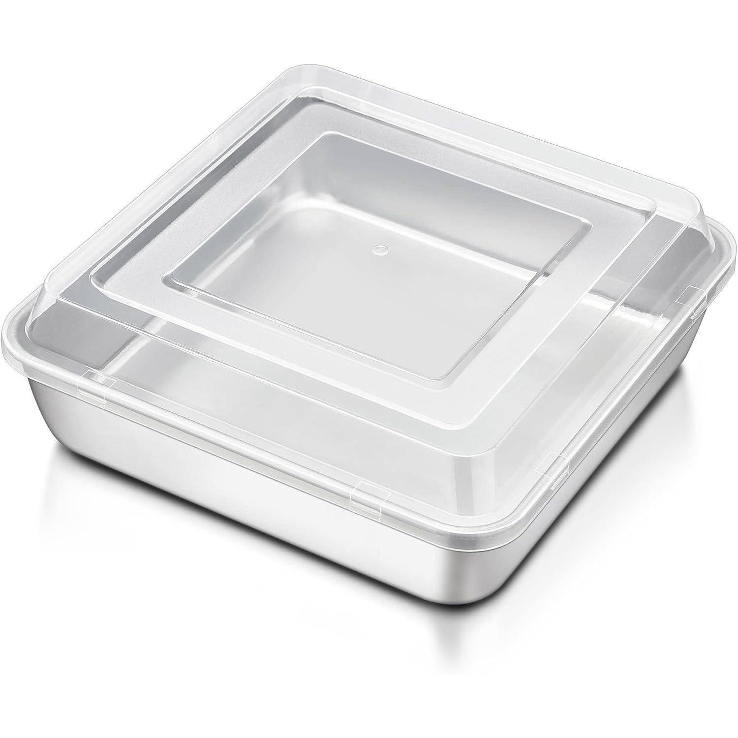 Auflaufform Edelstahl 24x24x5cm mit Deckel Quadratische Backform