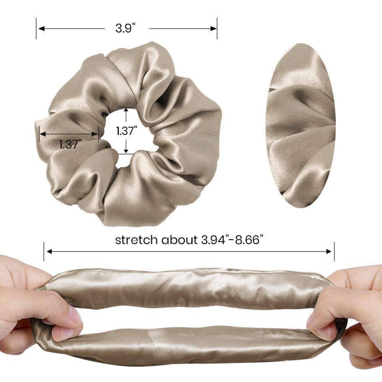 100% Seide Haargummis Damen Schwarz Kaffee 2er-Pack