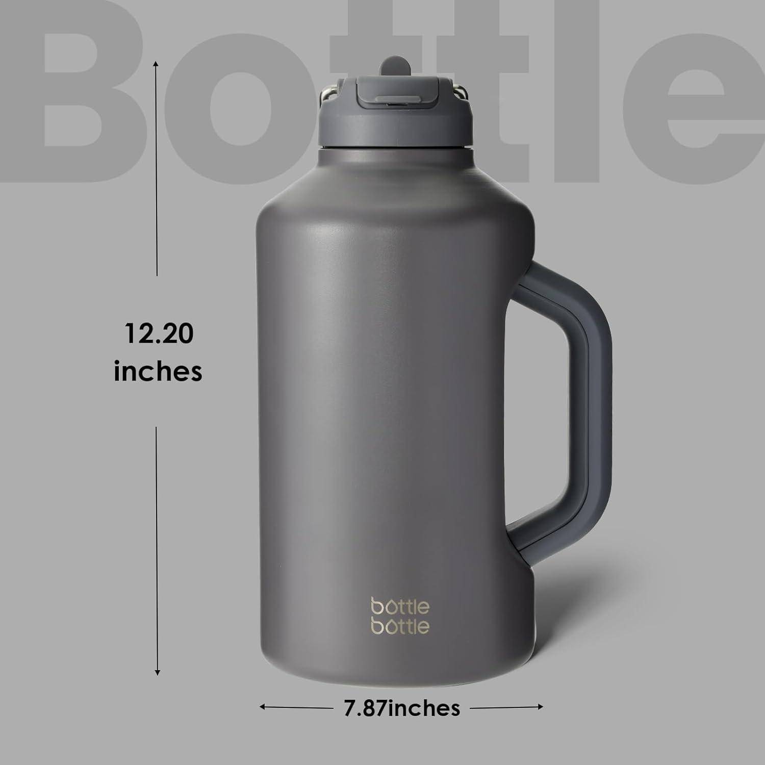 Isolierte Edelstahl-Wasserflasche mit Strohhalm, 1,8
