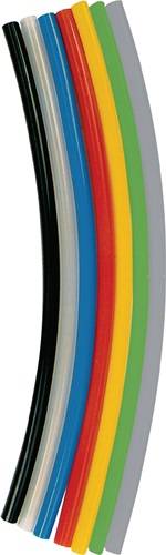Vertikale Streifen in Schwarz, Weiß, Blau, Rot, Gelb, Grau und Grün, die verschiedene Farben nebeneinander darstellen.