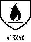 Ein Flammenikon in einem Schild stellt Brandschutz oder entzündliches Material dar, mit dem Text „VORSICHT