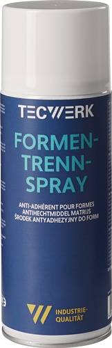 Ein Dose mit der Aufschrift 'Formen-Trenn-Spray' mit Text in mehreren Sprachen, die darauf hinweist, dass es sich um ein Trennspray für Formen handelt.