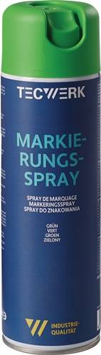 Markierungsspray-Dose mit mehrsprachigen Etiketten zum Markieren.