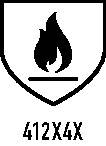 Ein schildförmiges Schild mit einem Flammensymbol über einer horizontalen Linie, das entflammbare Materialien kennzeichnet.