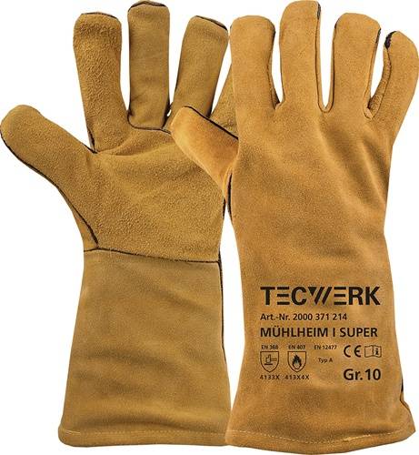 Hase Safety Gloves GmbH 2000371214 Schweißerhandschuhe Mühlheim I Super Gr.10 gelb EN 388/407/12477 6PA TW