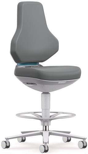 Interstuhl Büromöbel GmbH & Co. KG Arbeitsdrehstuhl Texon Sitz-Stopp-Rollen u.Fußring Skintec grau 9175R-4002