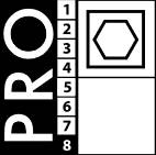 Das Bild zeigt das Wort 'PRO' in großen Buchstaben mit einer vertikalen Liste von Zahlen von 1 bis 7 daneben.