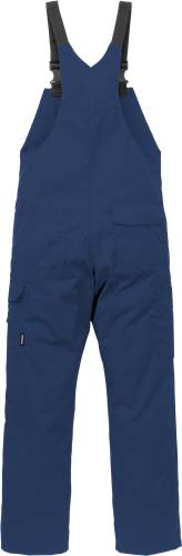 Blaue Cargohhose mit mehreren Taschen, Frontansicht.