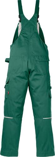 Grüne Cargo-Hose mit mehreren Taschen, von hinten betrachtet.